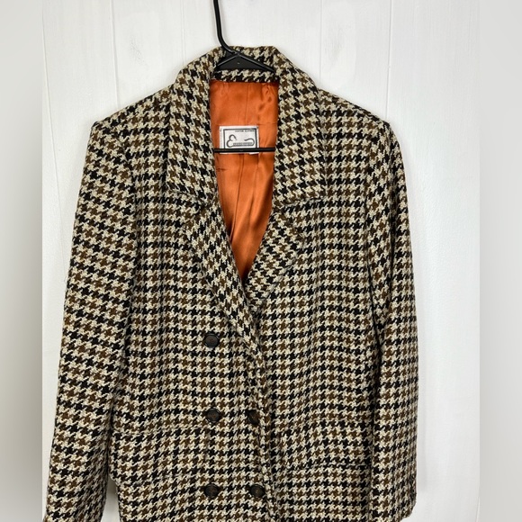 Vintage Wool Houndstooth Double Breasted Blazer Sz M - Picture 6 of 13